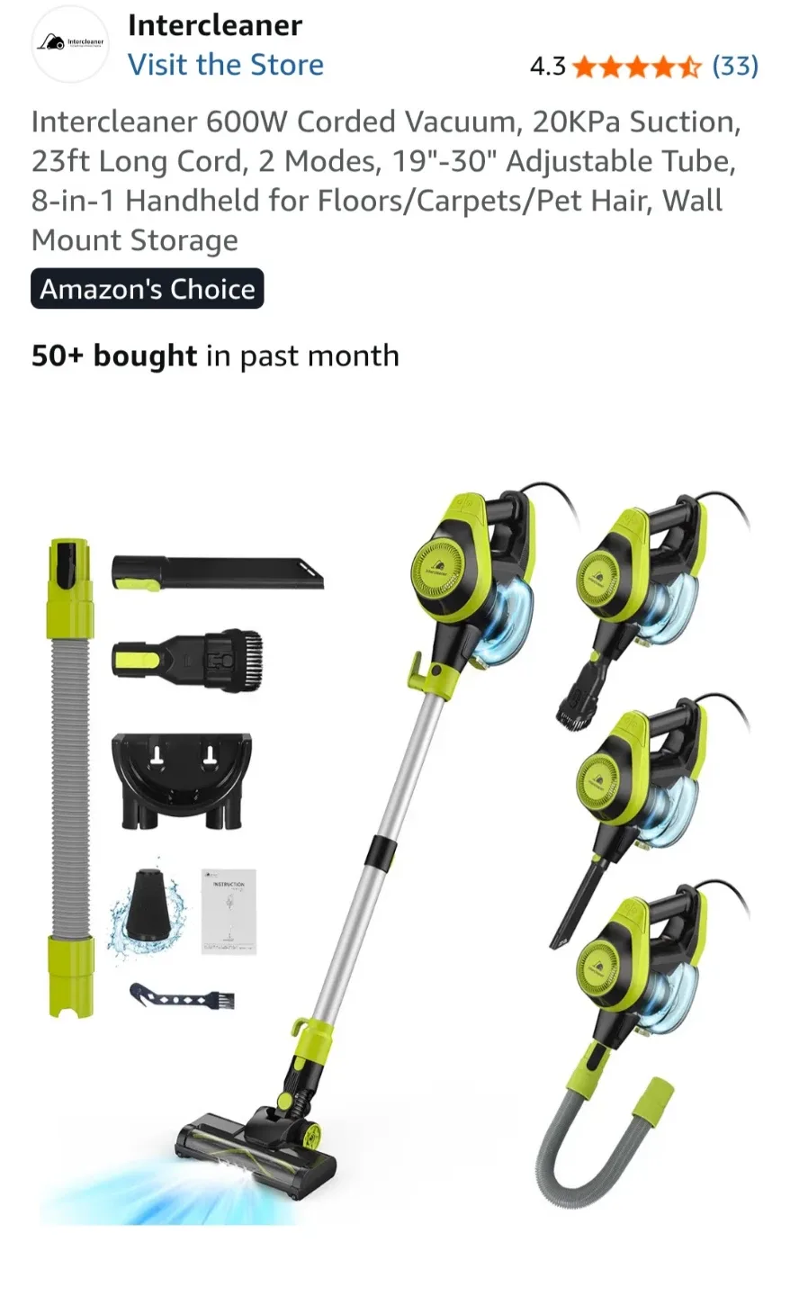 Intercleaner S660 Corded Vacuum (Amazon) 🥕