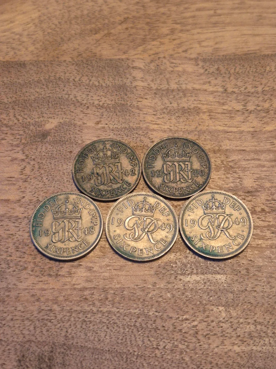 Lot of 5 UK sixpence coins w/silver