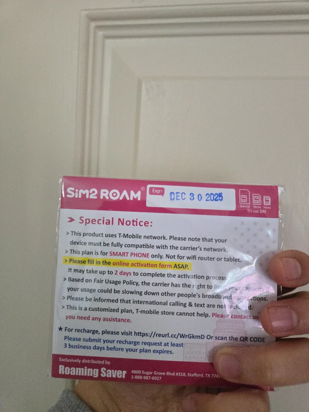 SIM card for the USA image indicator(2)