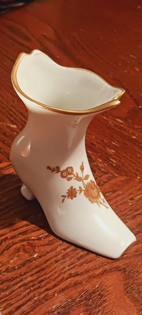 Limoges France 22K Gold Trim Porcelain Boot Figurine