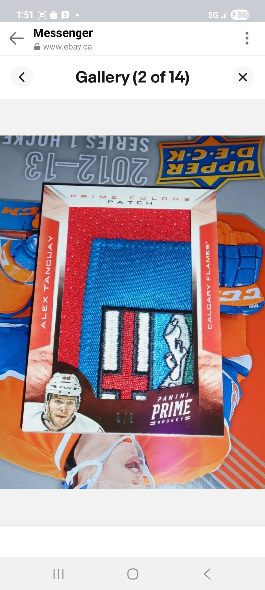 Alex Tanguay Panini Prime Hockey Card/ Calgary Flames - photo 2