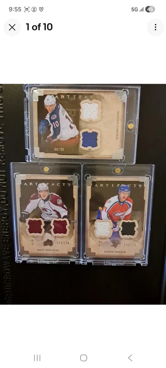 Hockey Artifacts Cards/Matt Duchene/Evgeni Malkin/Marian Gaborik