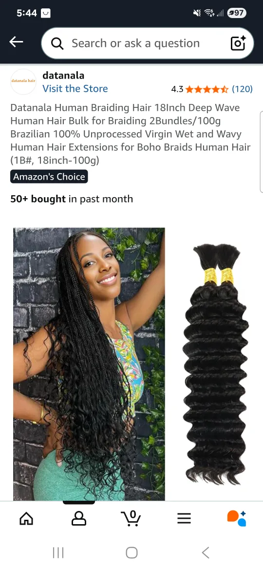 Datanala Human Braiding Hair 18 Inch