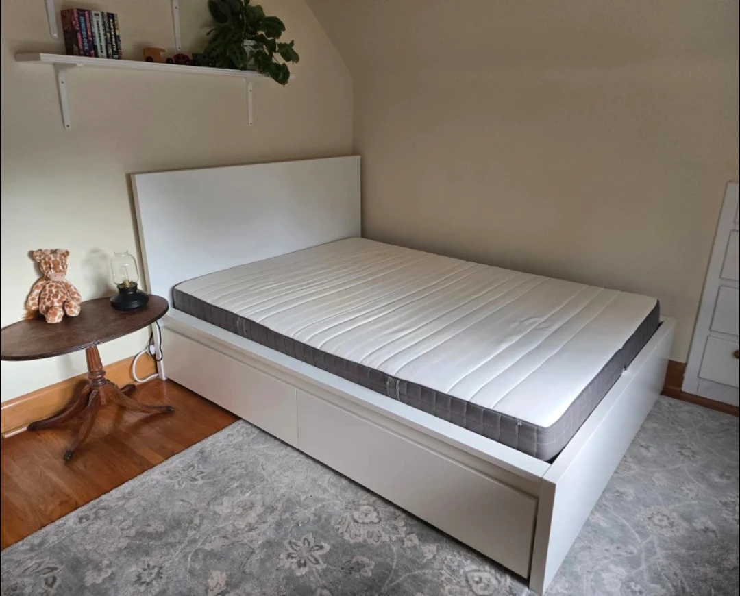 IKEA MALM White Bed Frame with Storage - photo 4