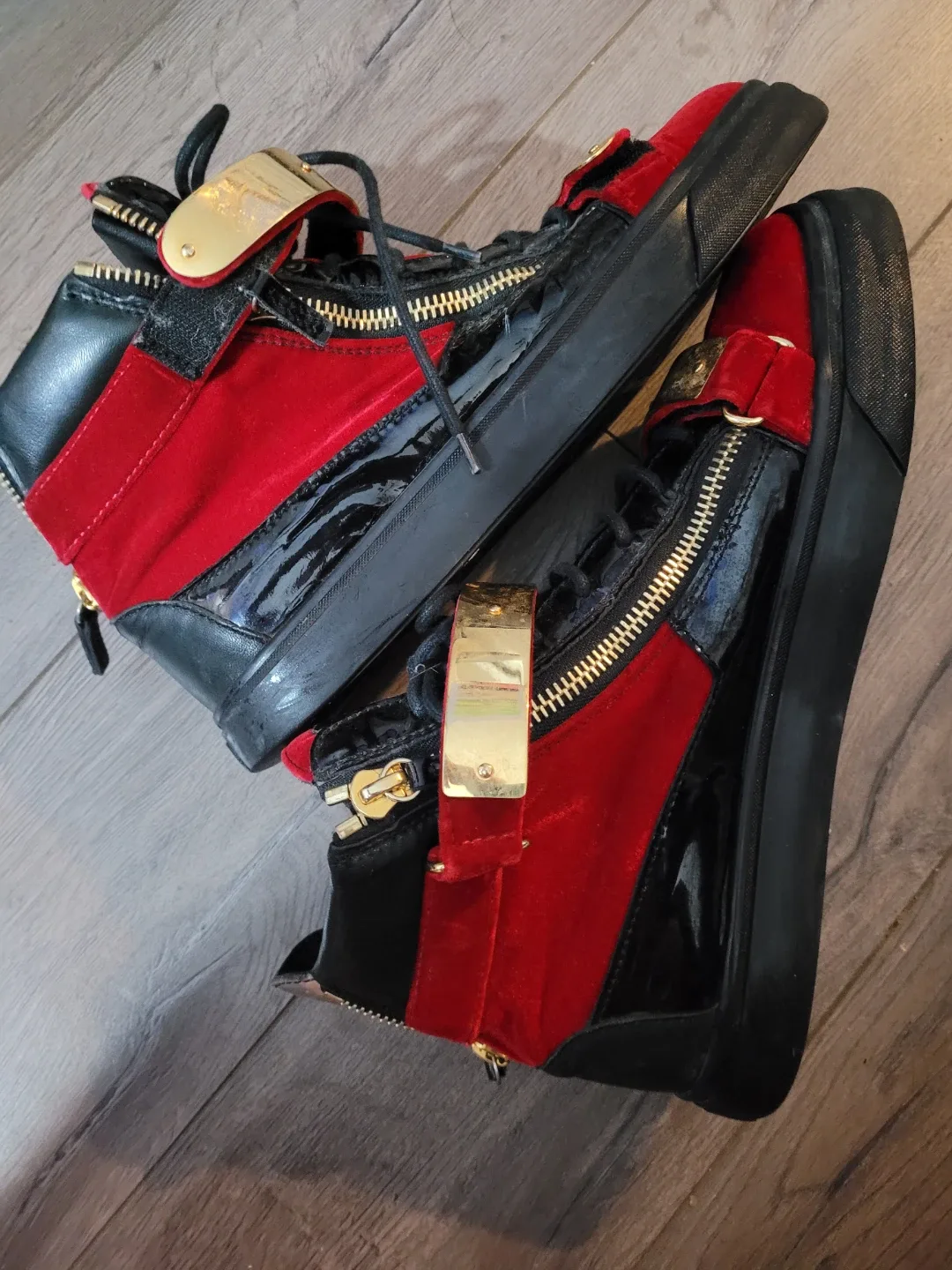Giuseppe Zanotti Red & Black High-Top Sneakers image indicator(5)