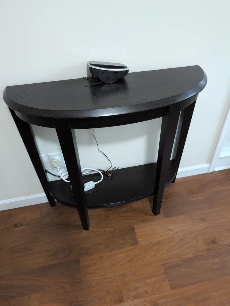 Dark Brown Half-Moon Console Table