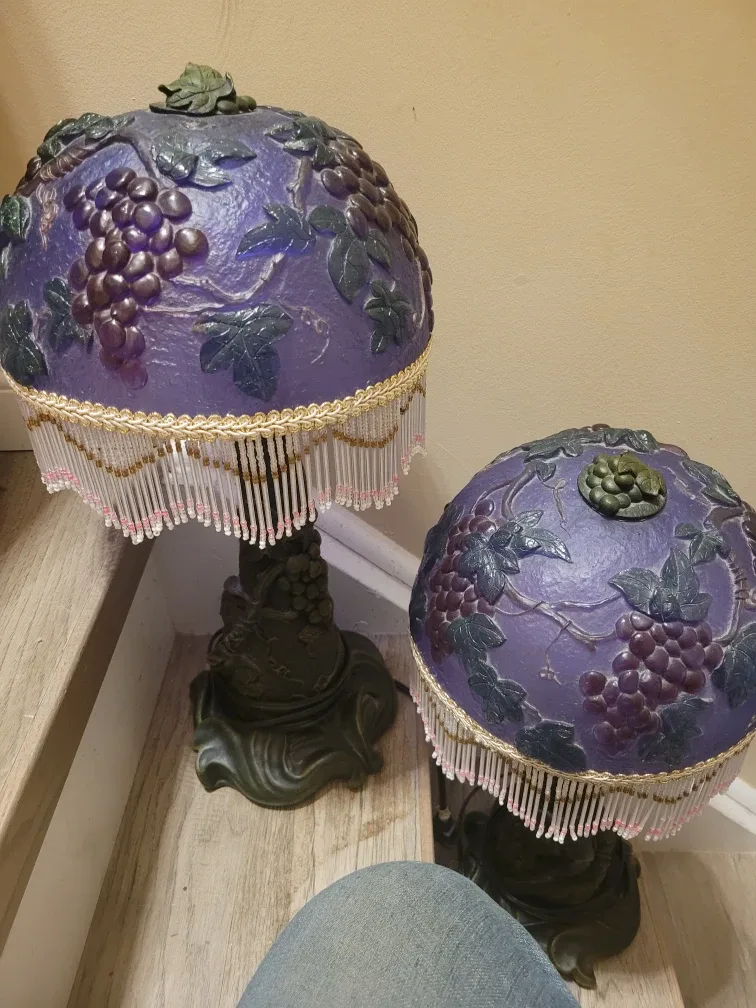 Vintage Grape Design Table Lamps - Set of 2