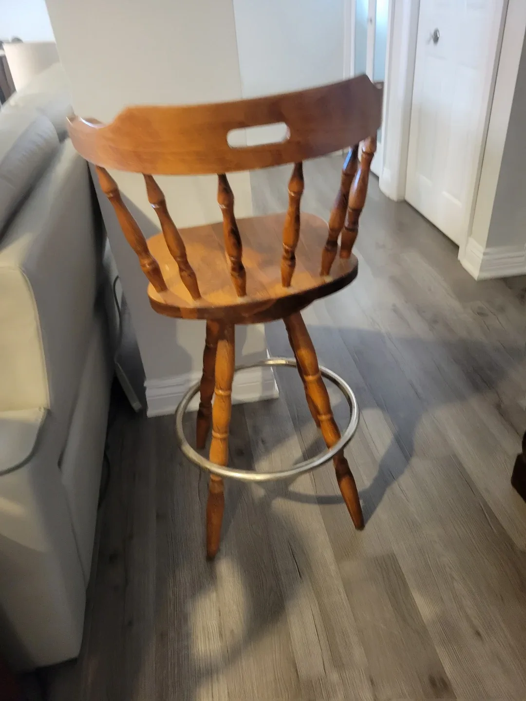 Maple Wood Swivel Bar Stool with foot ring image indicator(6)