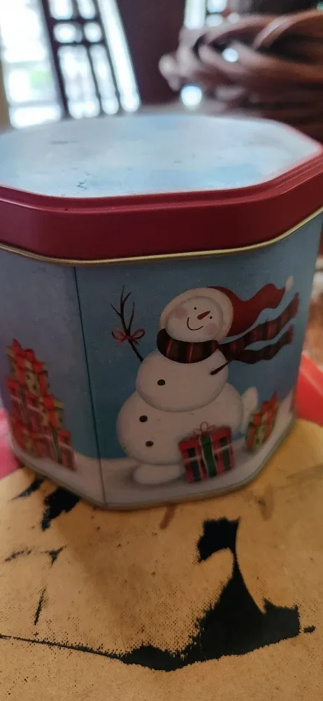 Snowman Tin Container