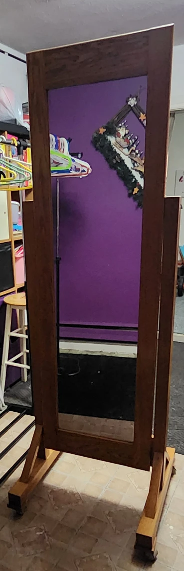 Standing Full Length Mirror - Brown Wood Frame