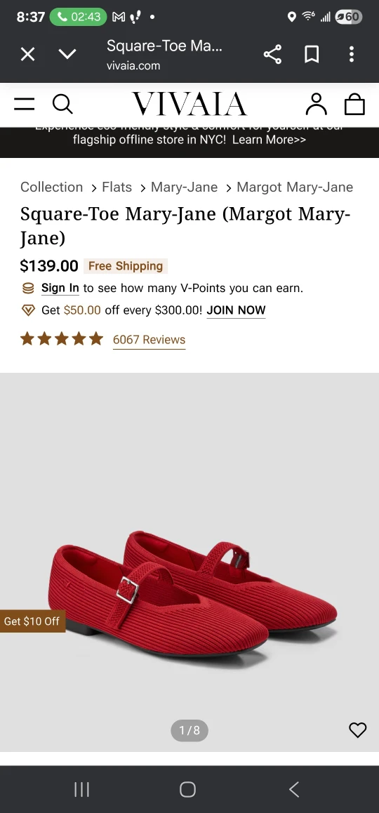 VIVAIA Margot Mary-Jane Square-Toe Flats