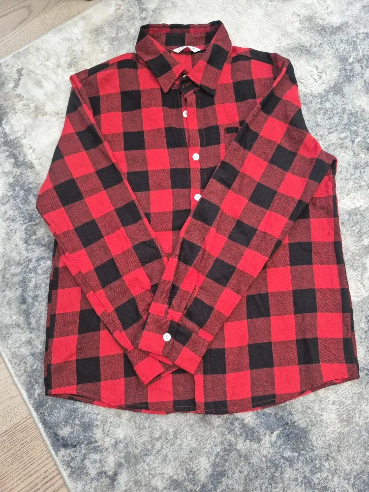 Red & Black Plaid Flannel Shirt for men