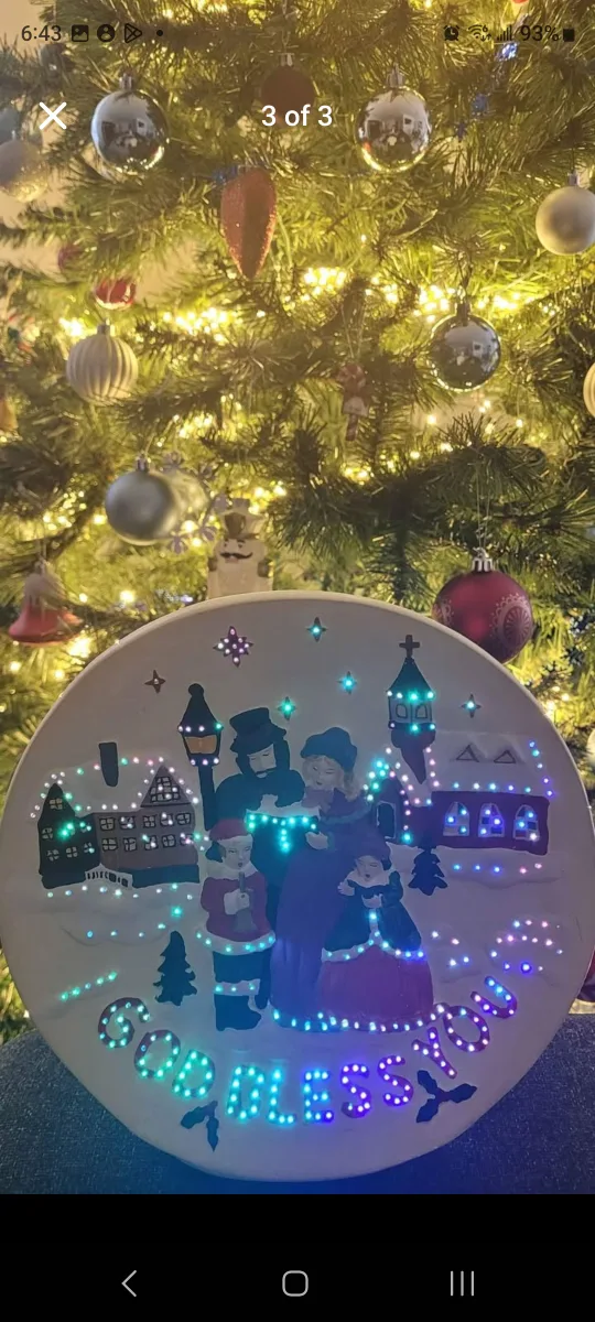 Vintage Christmas Decorative Plate with lights