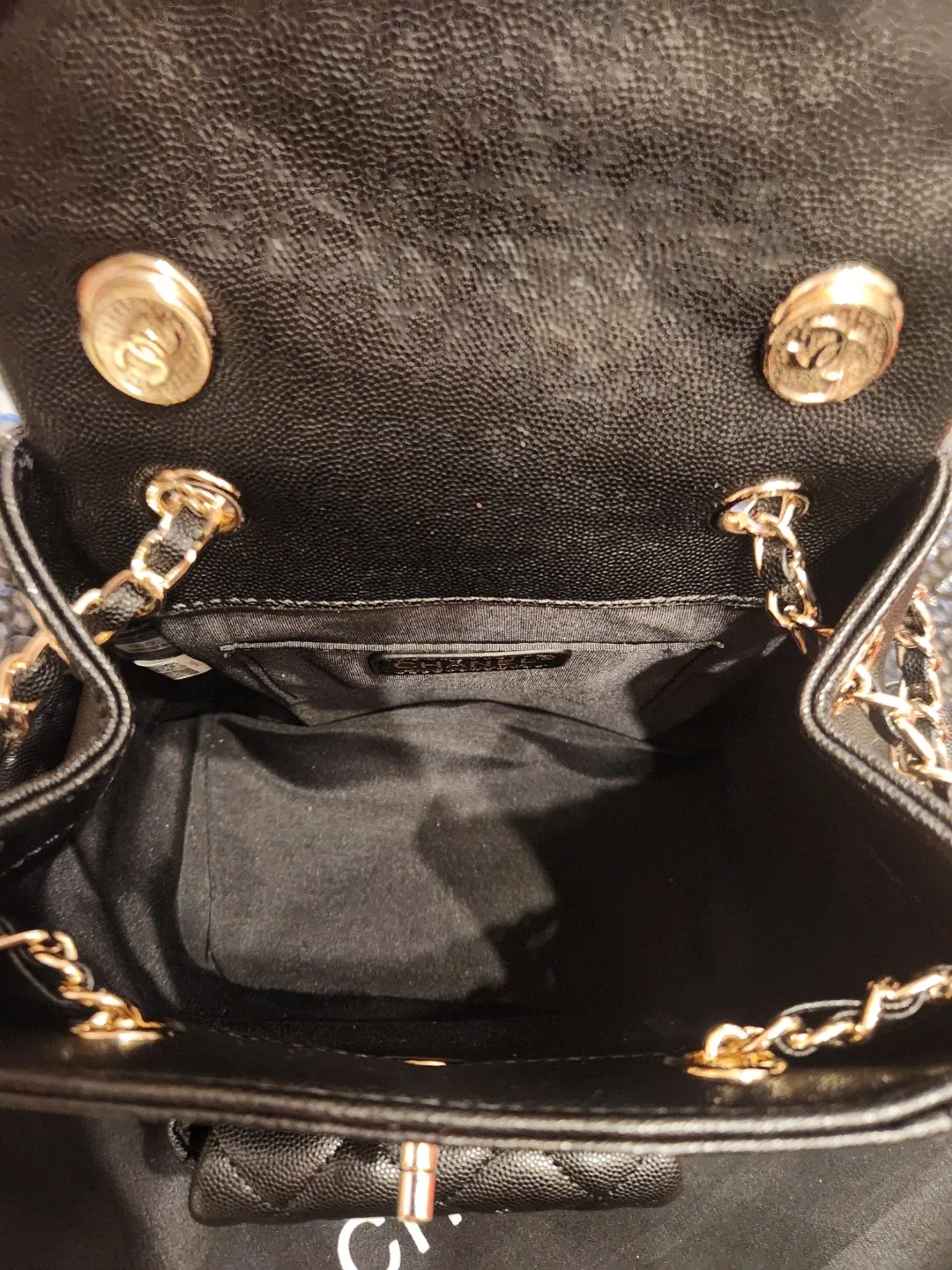 New Black caviar leather Chanel inspired mini backpack image indicator(4)