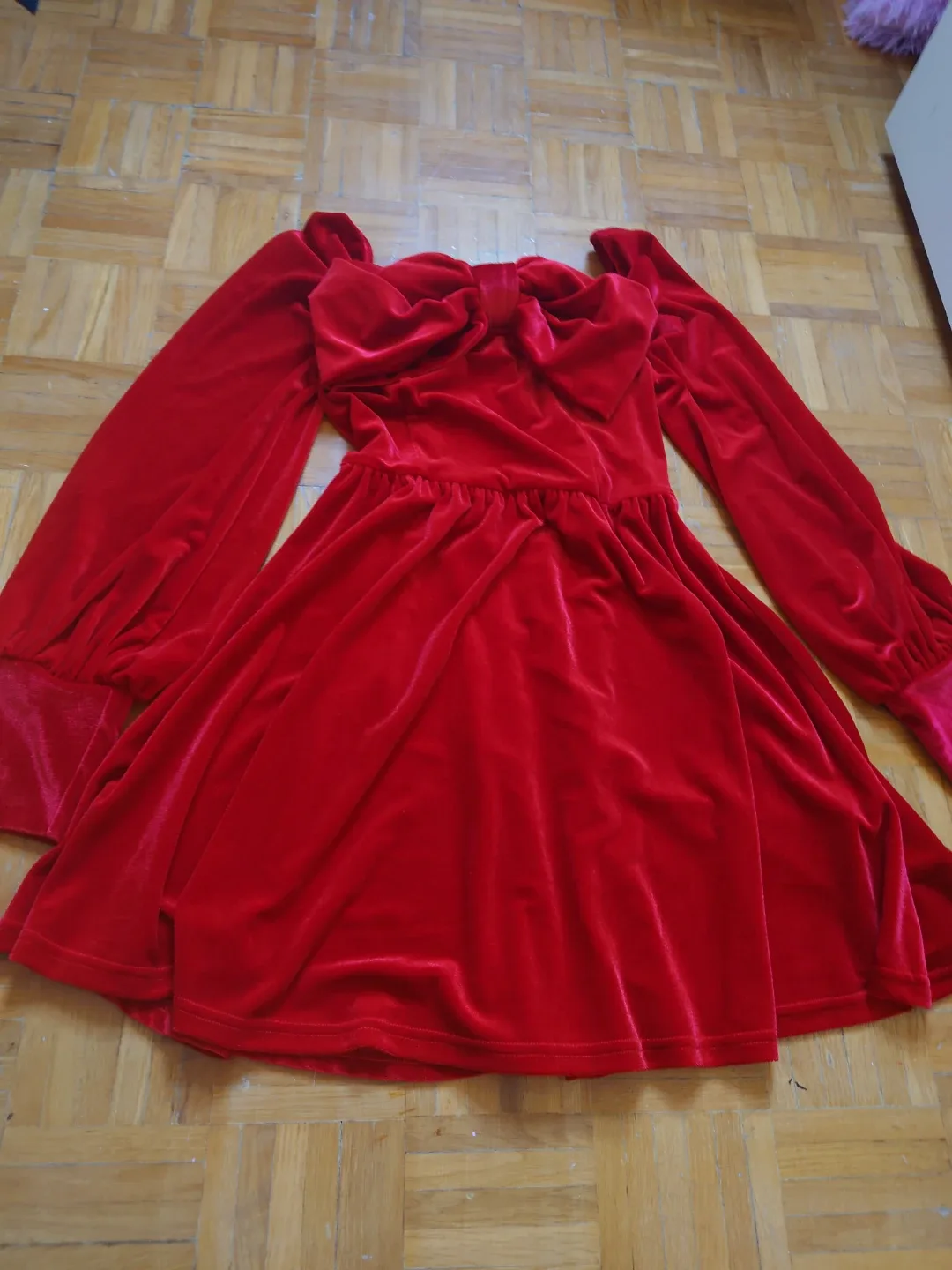 Red Velvet Dress with a bow