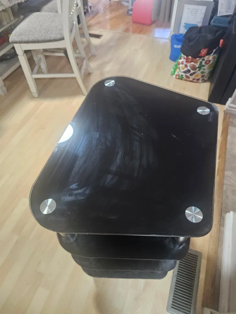 Black Glass & Chrome 4-Tier Shelf