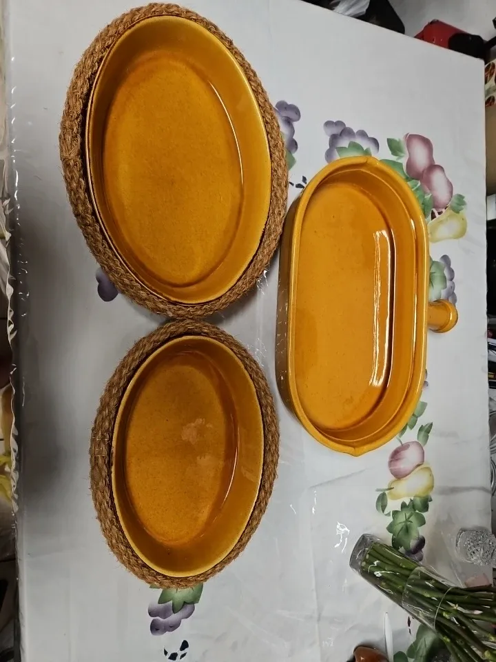 Verre Pyrex France Yellow Oven Dishes Set image indicator(4)