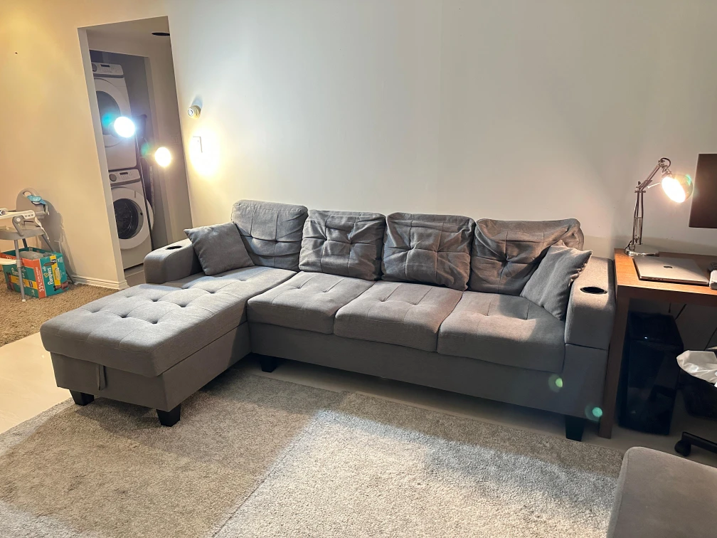 Grey Sectional Sofa with Ottoman - photo 5