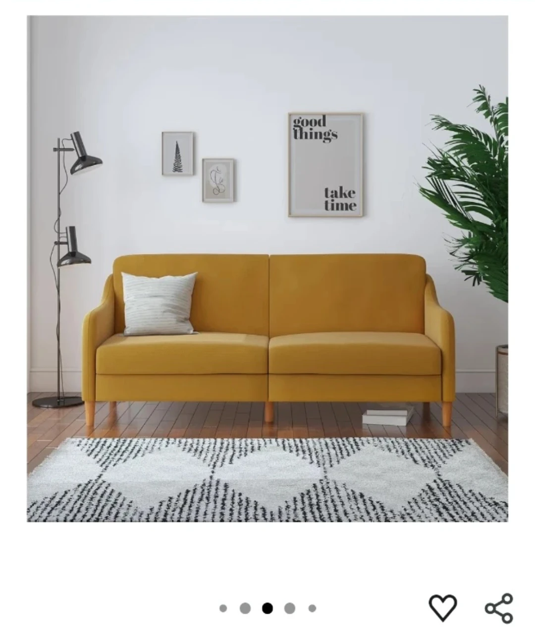 Convertible Sofa Bed - Mustard Yellow - photo 2