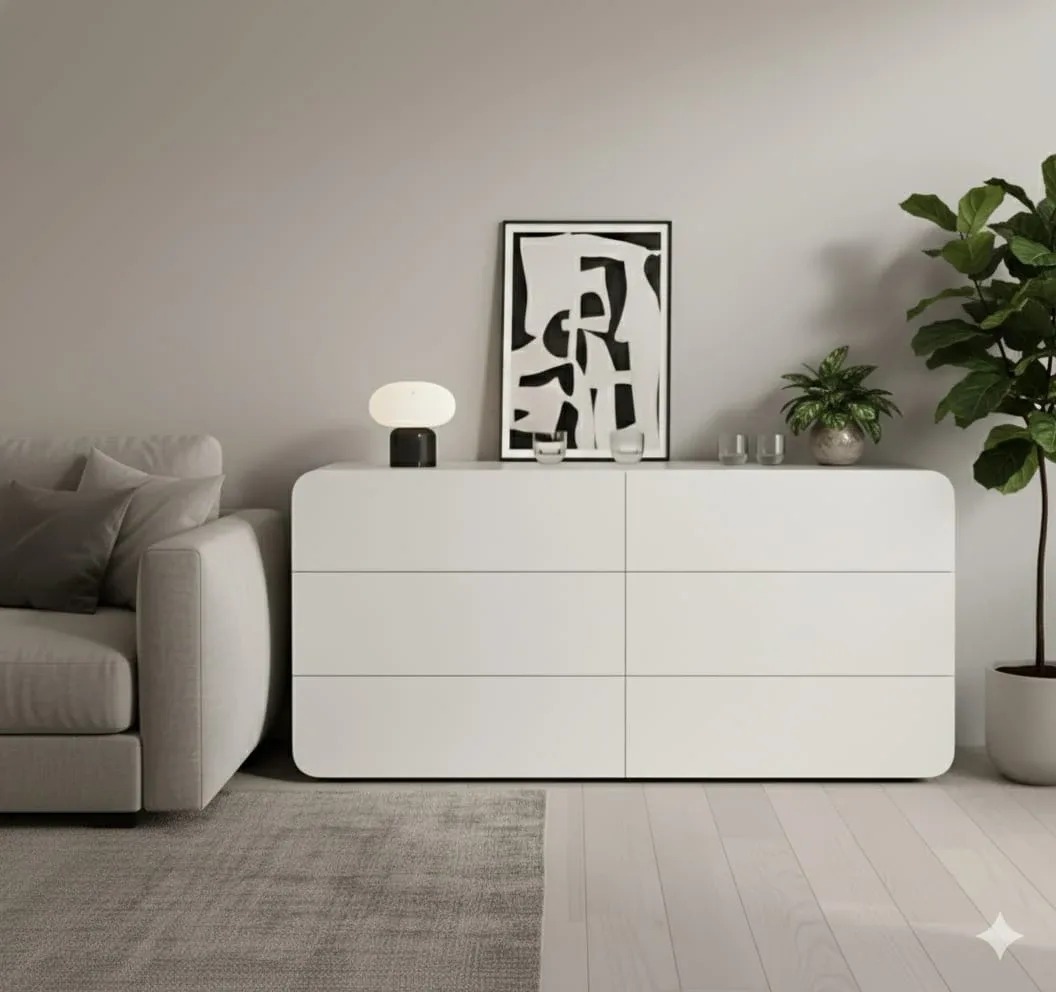 White Modern 6-Drawer Dresser image indicator(3)