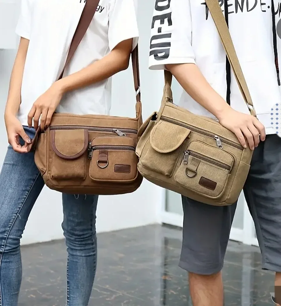 NWOT Retro Canvas Crossbody Unisex Bag image indicator(7)