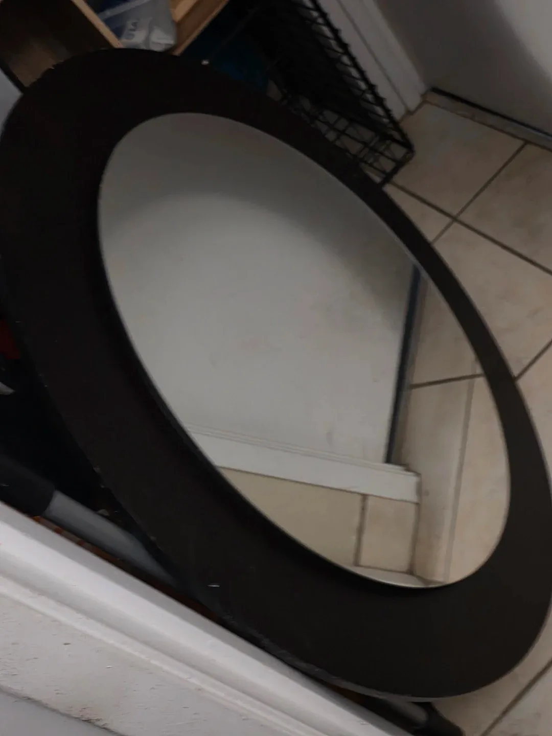 Oval Mirror - Dark Brown Frame