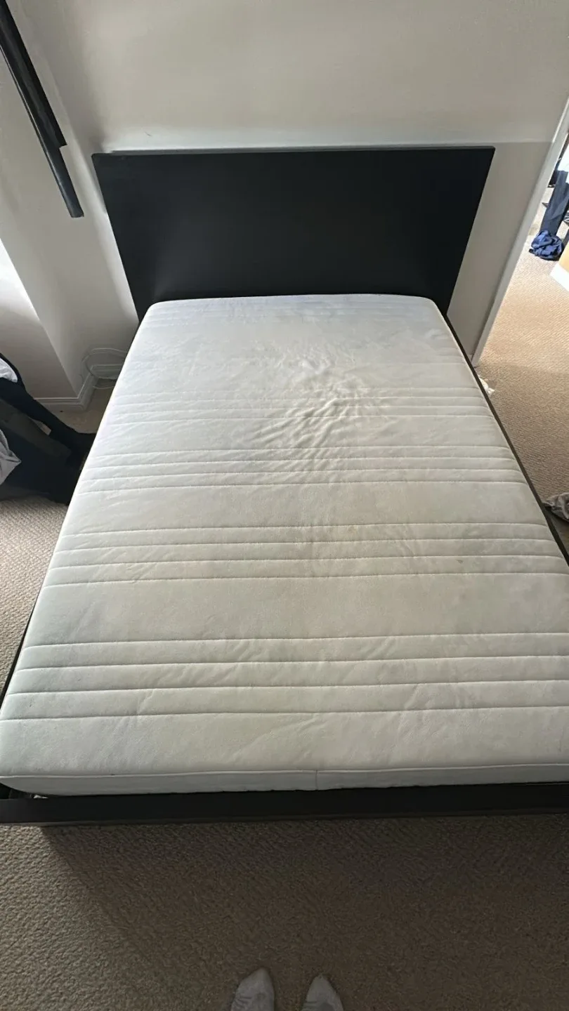 Ikea Full Size Bed Frame / wood slats, with Headboard & matrass image indicator(2)