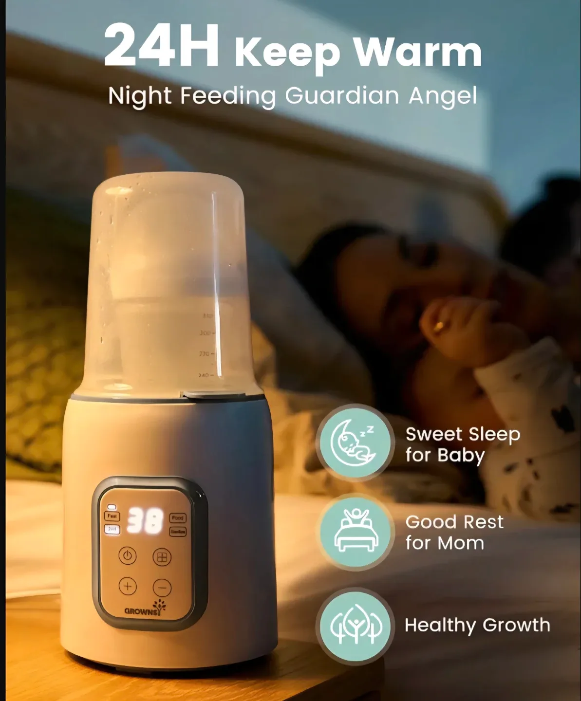 Grownsy Baby Bottle Warmer 8 in 1 image indicator(6)