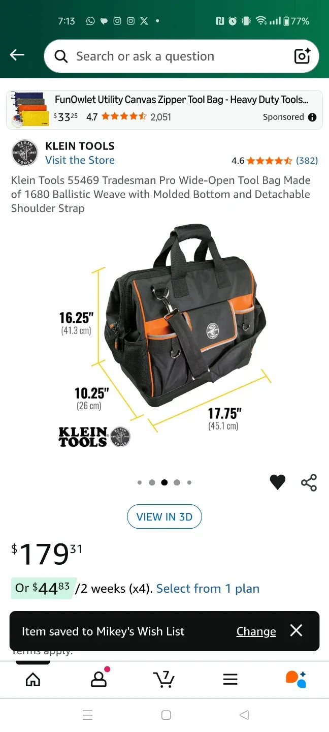 Klein Tools Tradesman Pro Tool Bag - Like New! image indicator(3)