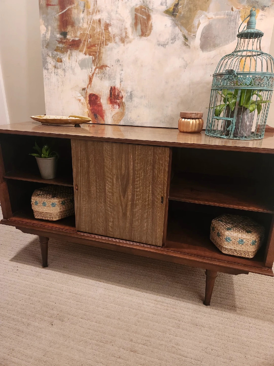 mid Century display Console Table with hidden storage - photo 4