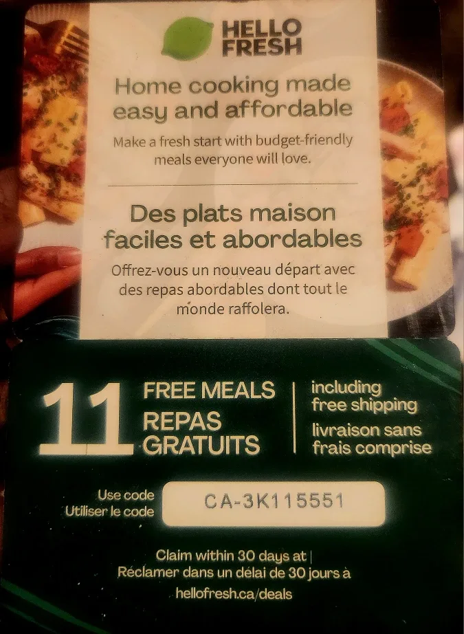 FREE. Hello Fresh 11 Free Meals