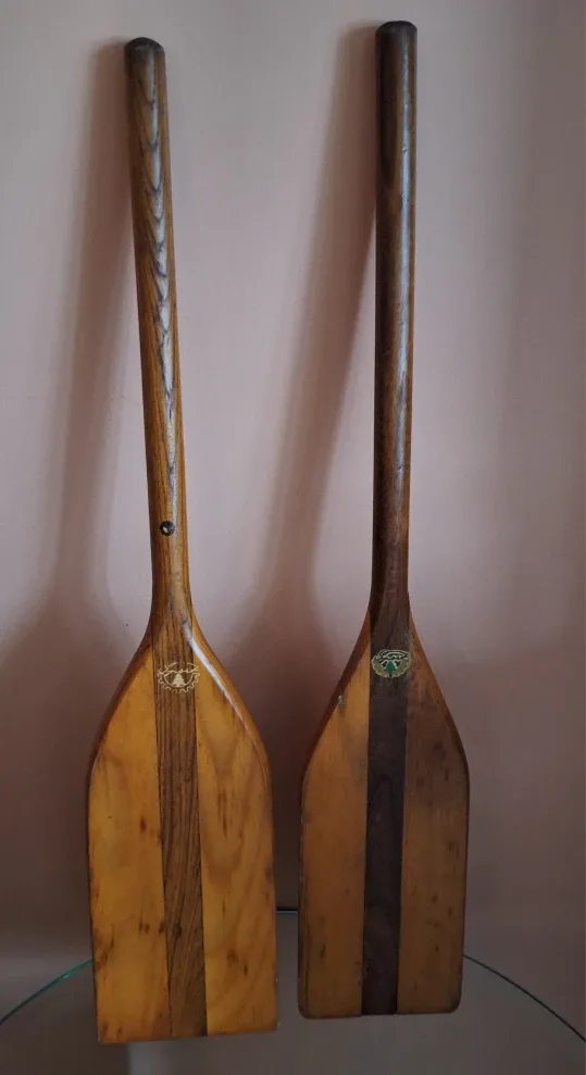Pair of vintage wooden canoe paddles image indicator(4)