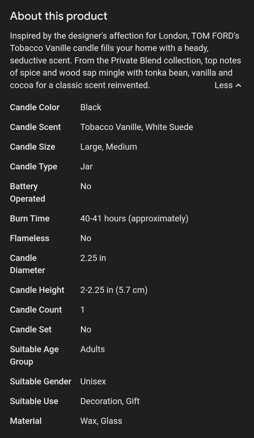 New TOM FORD Tobacco Vanille Candle image indicator(2)