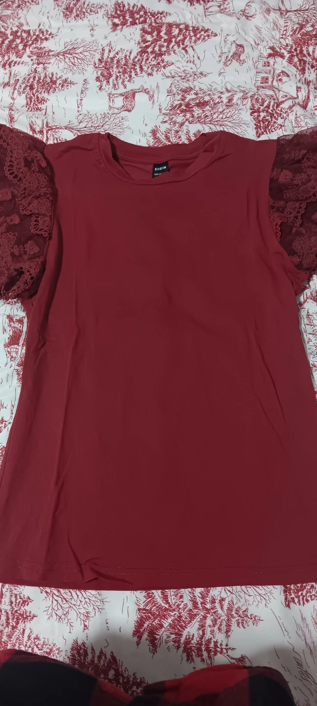Shein Red Lace Sleeve Top - Size S - photo 2