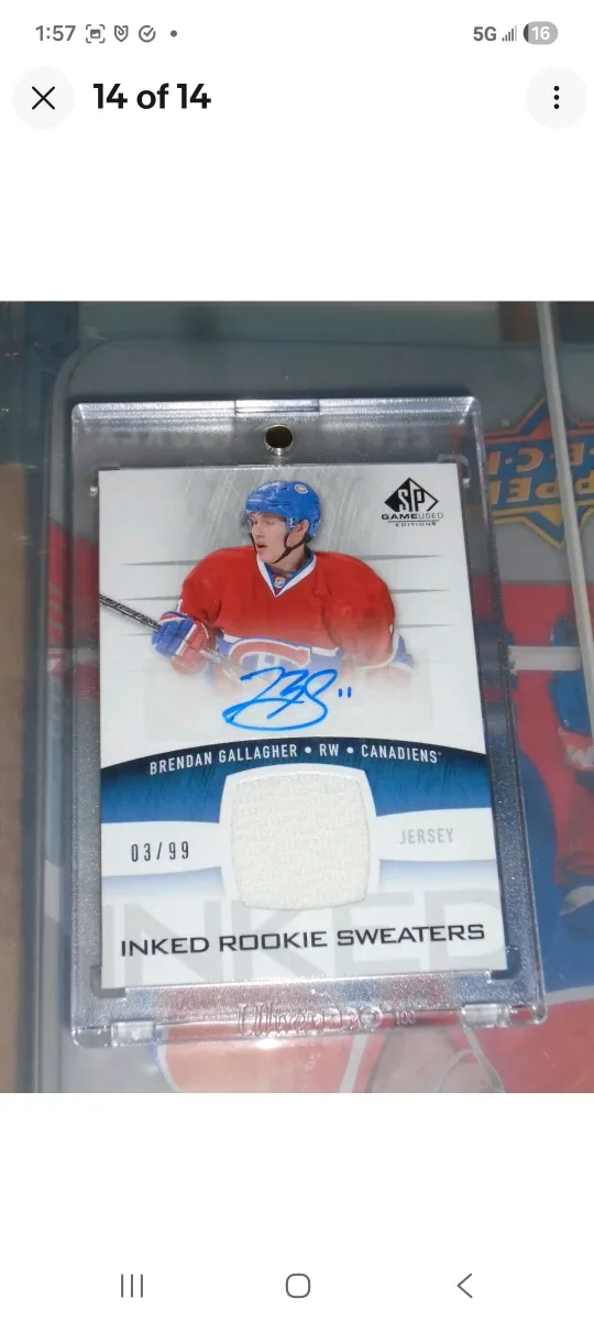 Brendan Gallagher/ SP Inked Rookie Sweaters Card/Autograph