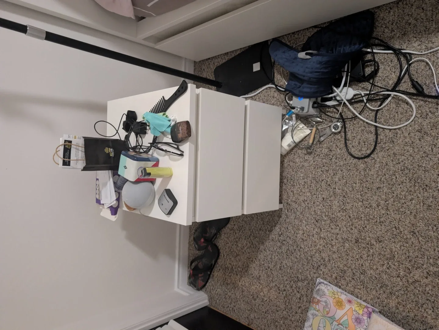 Queen size bed frame with two side tables image indicator(2)