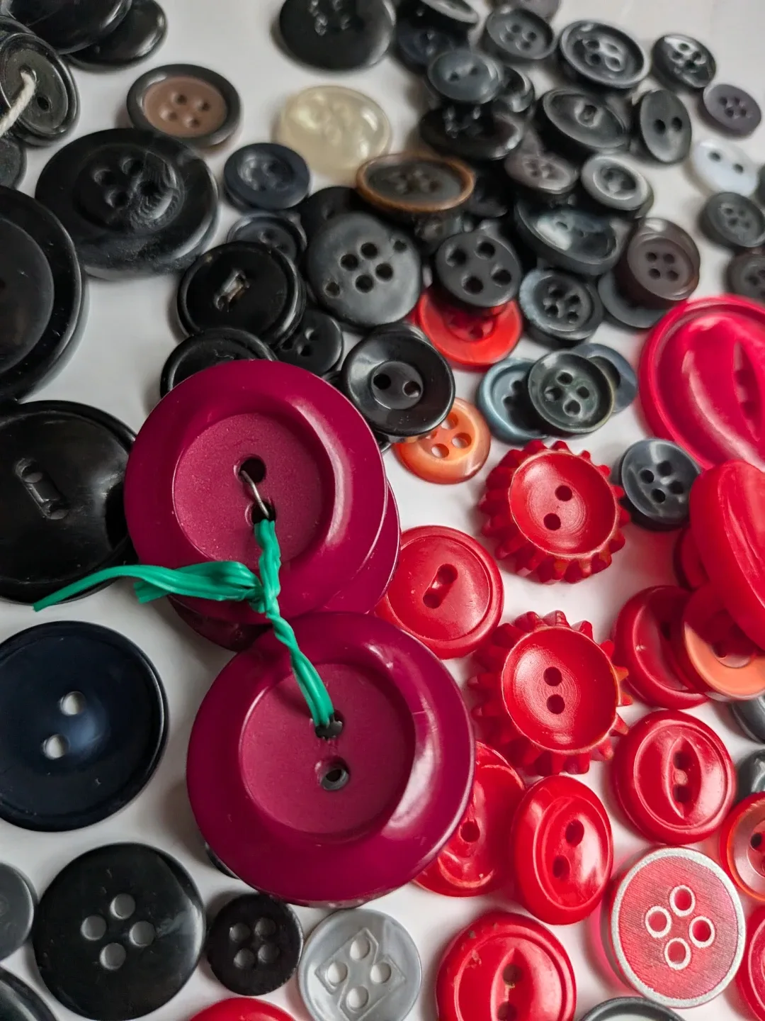 Assorted Vintage Buttons - Black, Red, Grey image indicator(7)