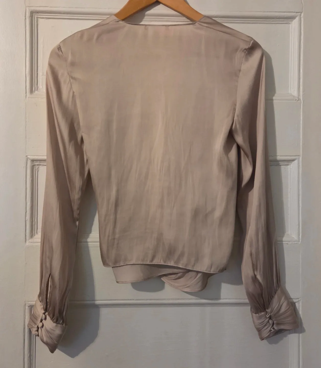 Champagne Gold Satin Long Sleeve Blouse - Size small image indicator(2)