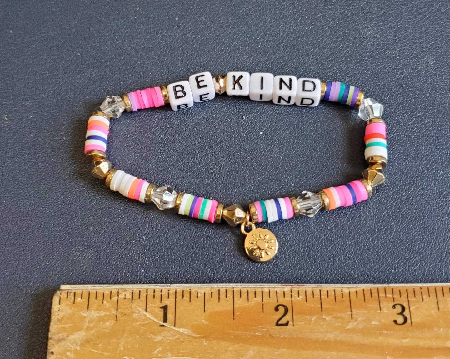 "Be Kind" colorful beaded bracelet