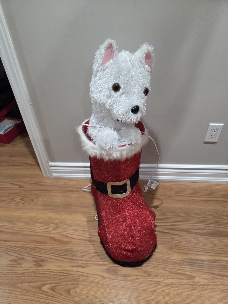 Dog in Santa Boot Christmas Decoration