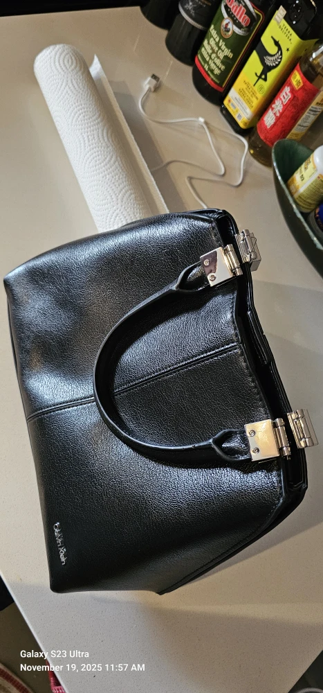 Calvin Klein Granite Black Leather Handbag