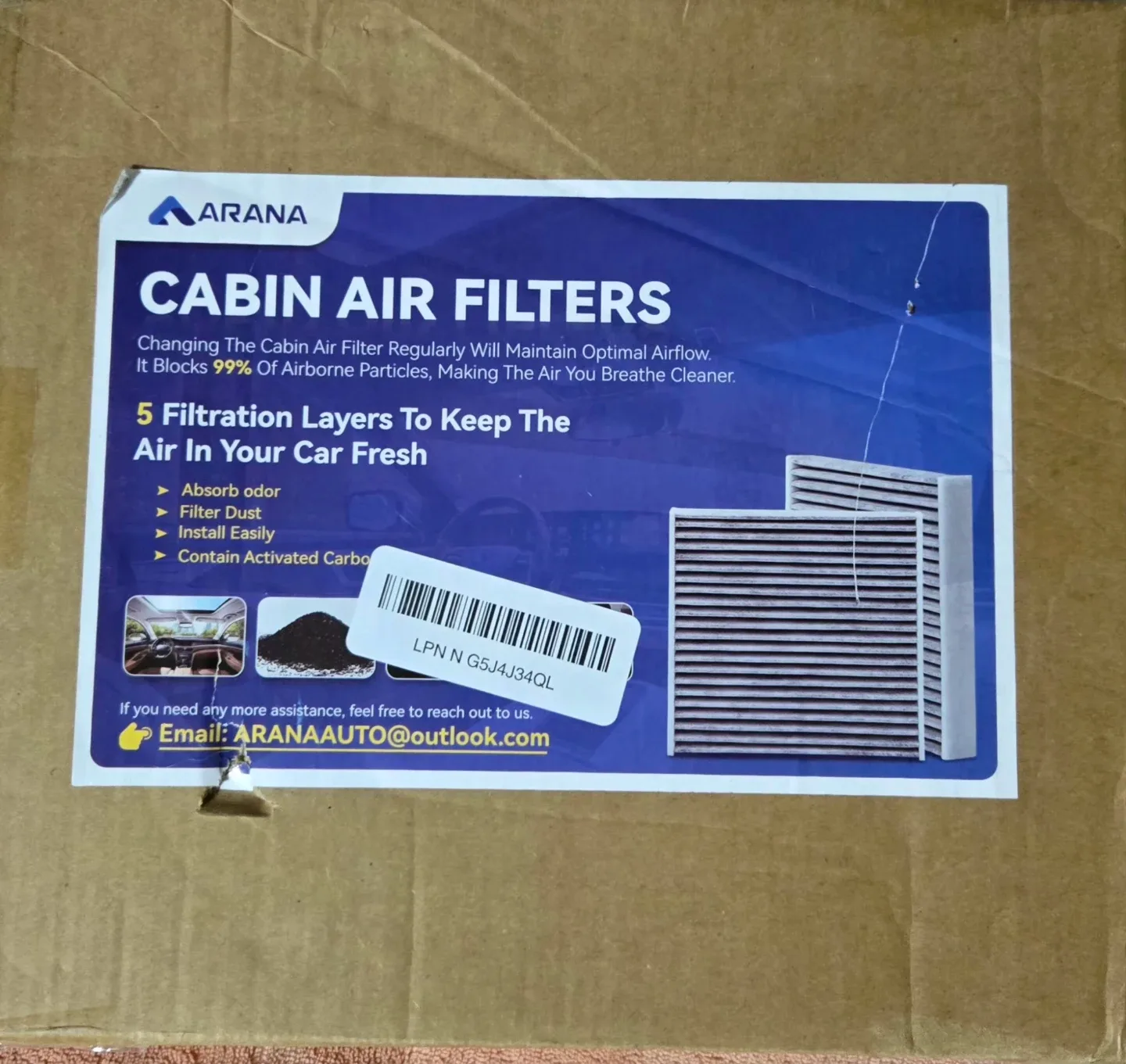 ARANA CF11809 Cabin Air Filter image indicator(2)