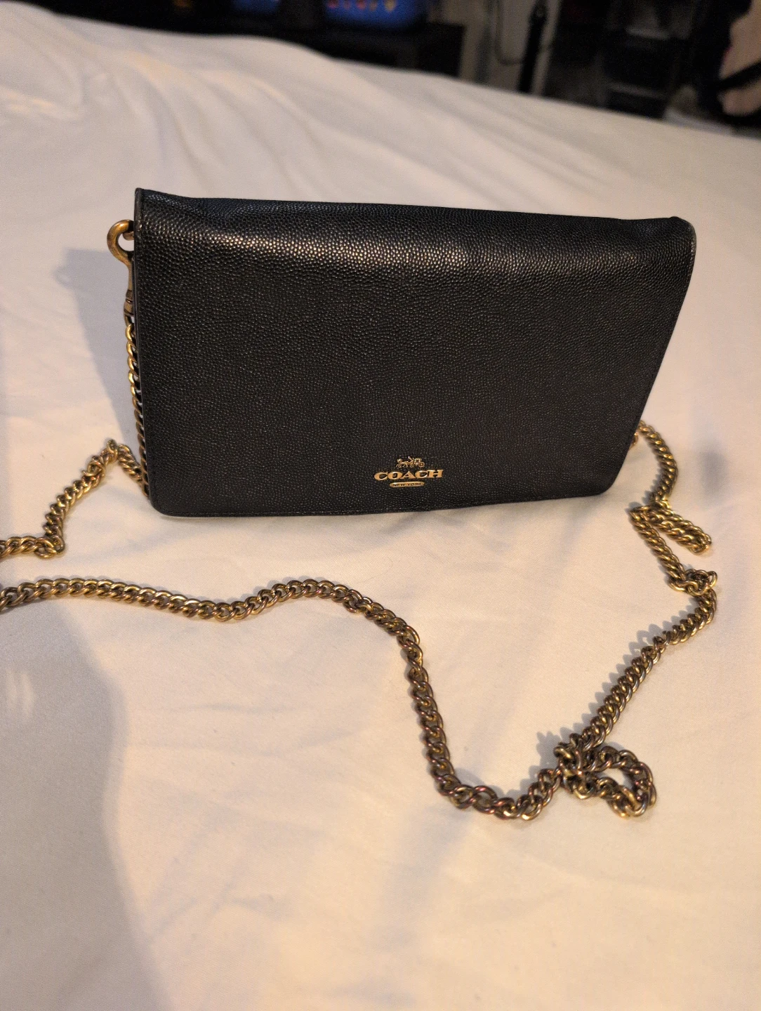 Coach Black Leather Crossbody Wallet