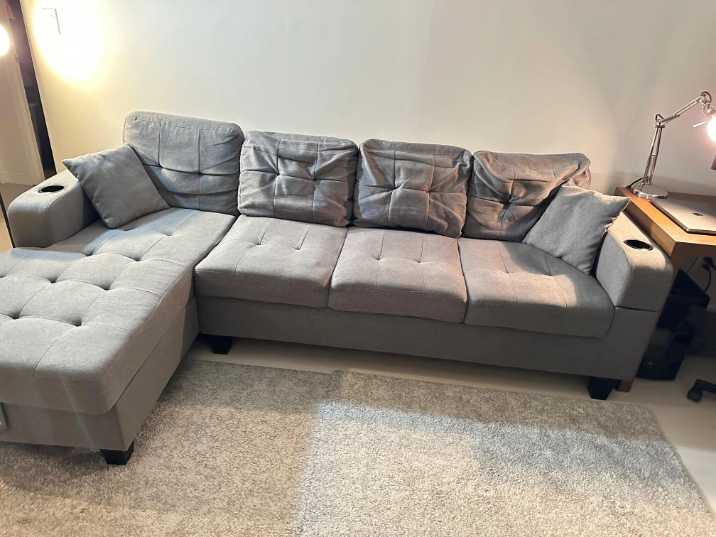 Grey Sectional Sofa with Ottoman - photo 2