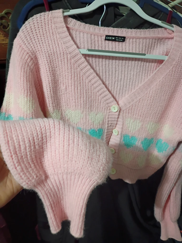 🥦 Shein Pink Cropped Knitted Sweater - photo 2
