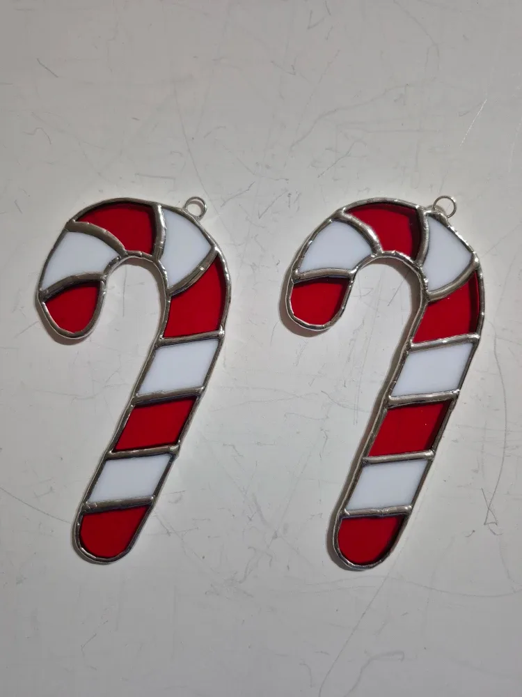 Stained glass Candy cane Christmas tree ornament image indicator(2)