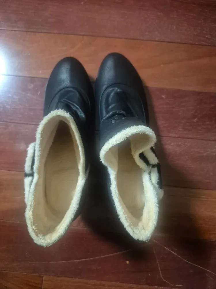 Black Ankle Boots with Bow Accent