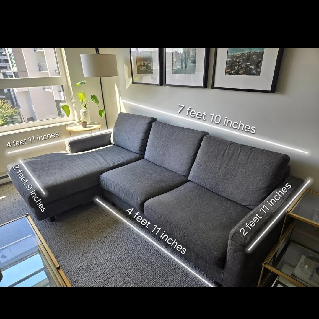 EQ 3 Grey Sectional Sofa - photo 3