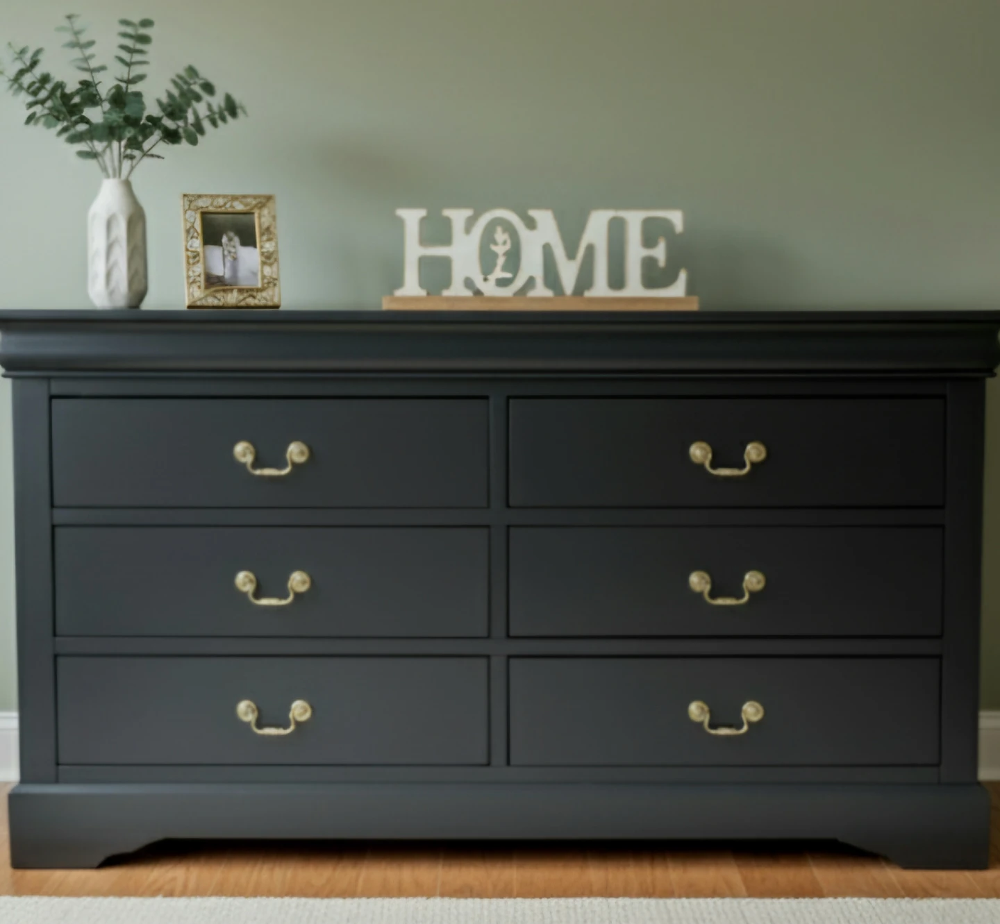Black Dresser with Gold Handles