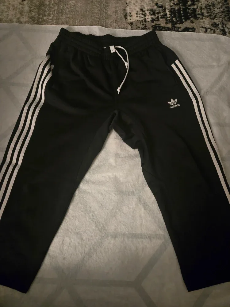 Women Adidas Black Track Pants with White Stripes
